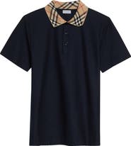 Burberry Evan Check Collar Cotton Piqué Polo