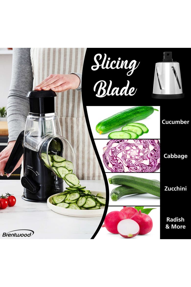 Rotary Cheese Grater Slicer in Black with 3 Drum Blades, Alternate, color, Black