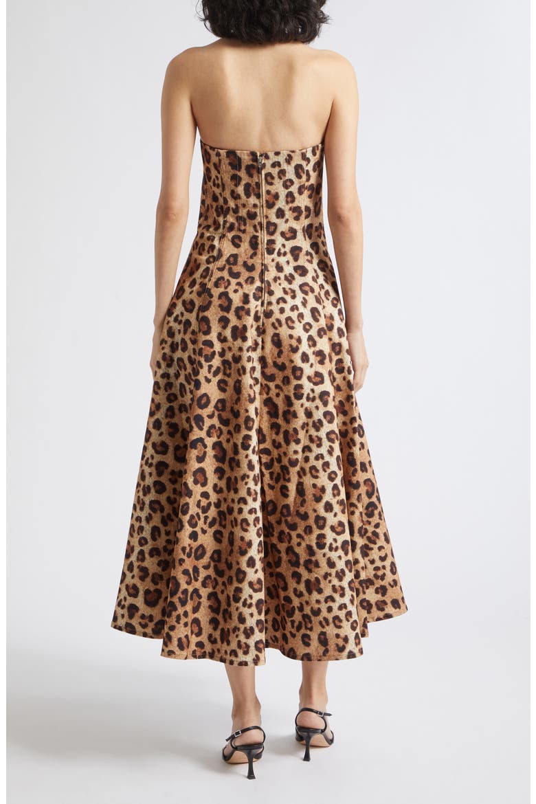 Ramona Leopard Print Strapless Corset Midi Dress, Alternate, color, NEUTRAL