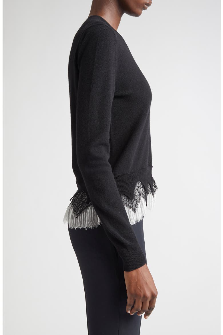 Cobweb Lace Wool & Cashmere Sweater, Alternate, color, BLACK