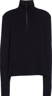Courrèges Merino Wool Mock Neck Half Zip Sweater