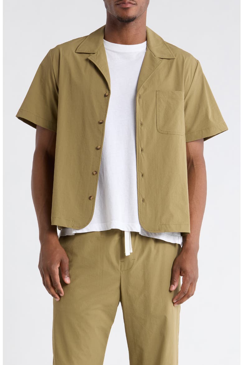 Tim Stretch Nylon Camp Shirt, Main, color, GREEN
