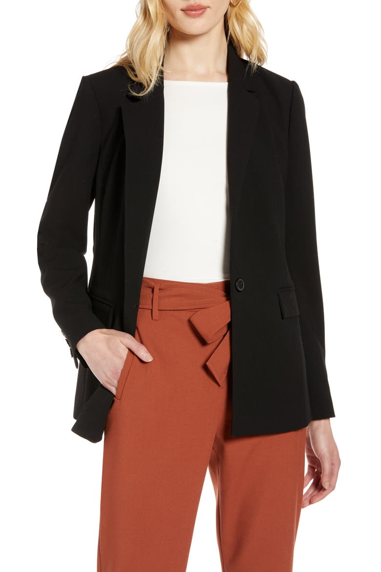 Single Breasted Blazer, Main, color, BLACK
