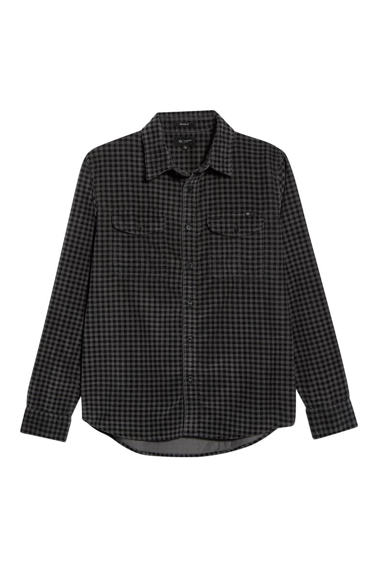 Miller CPO Check Cotton Corduroy Button-Up Shirt, Alternate, color, EVENING SMOKE/BLACK CHECK