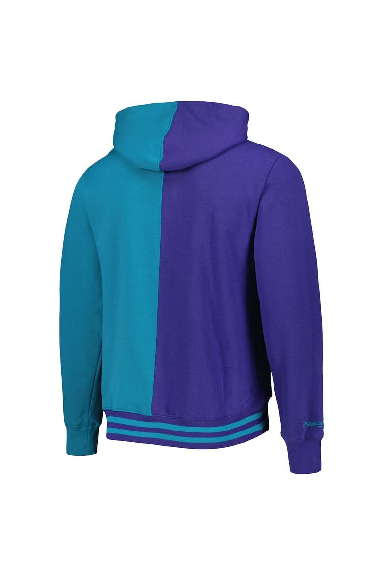 Men's Mitchell & Ness Purple/Teal New Orleans Hornets Big & Tall Hardwood Classics Split Pullover Hoodie, Alternate, color, Purple
