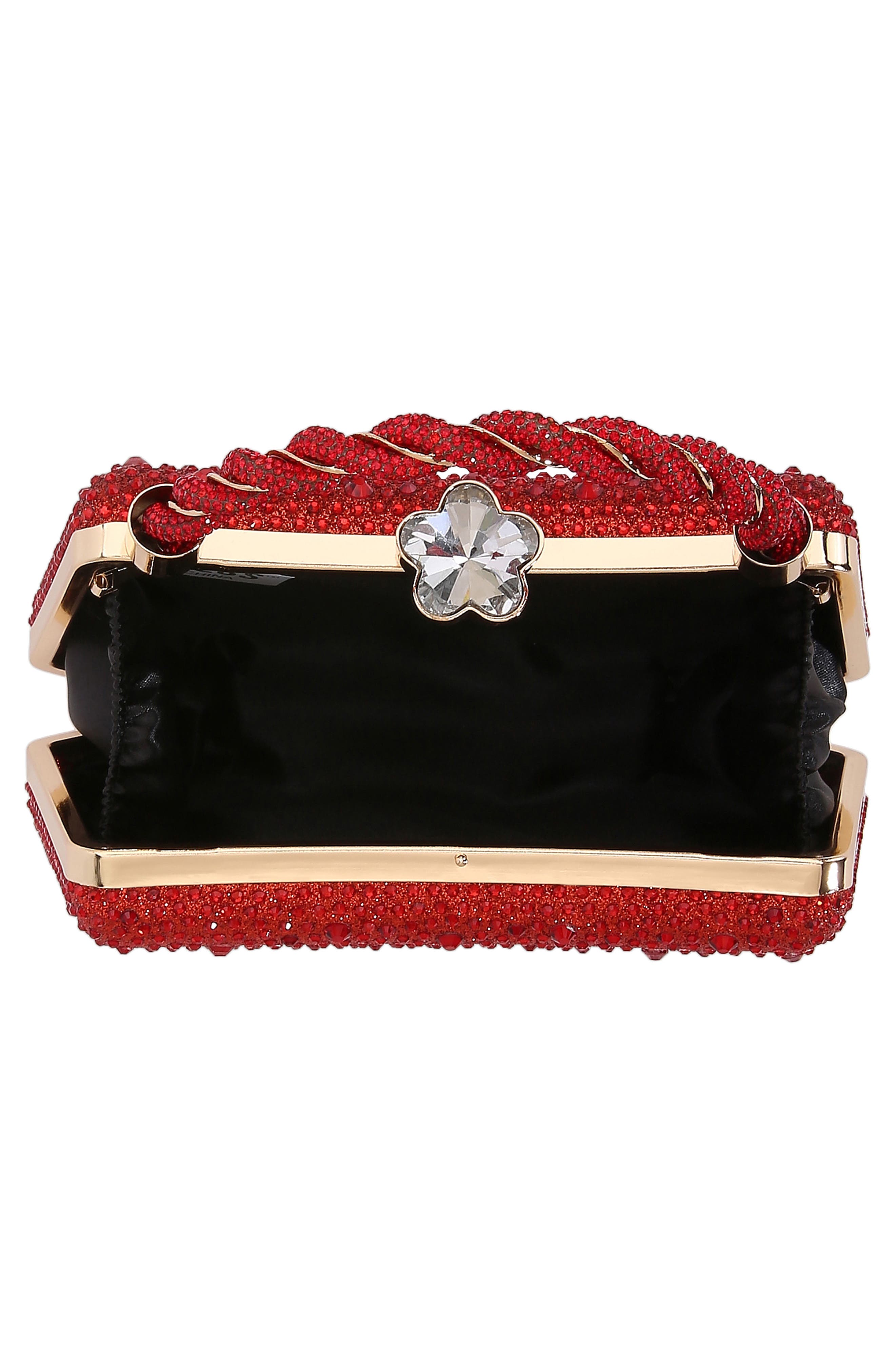 Hexagon Rhinestone Clutch, Alternate, color, RED