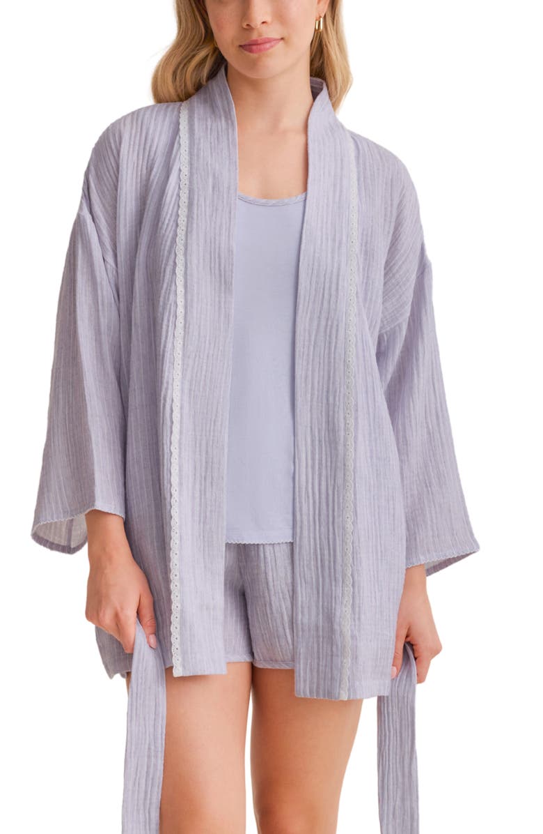 Fleur't Coastal Travel Short Pajamas & Robe Set, Alternate, color, Coastal Stripe