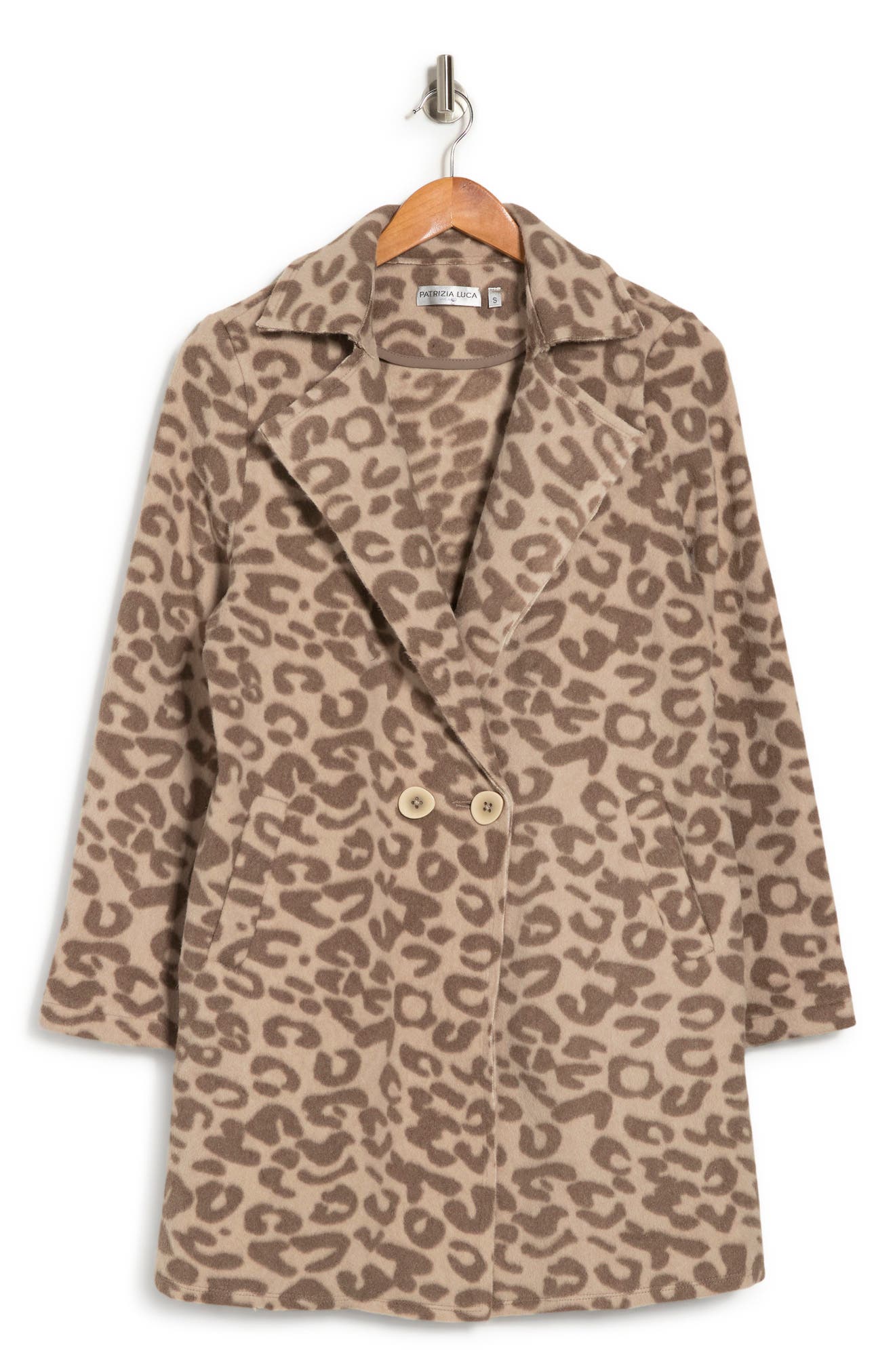 PATRIZIA LUCA Leopard Print Notch Lapel Car Coat (Women) | Nordstromrack