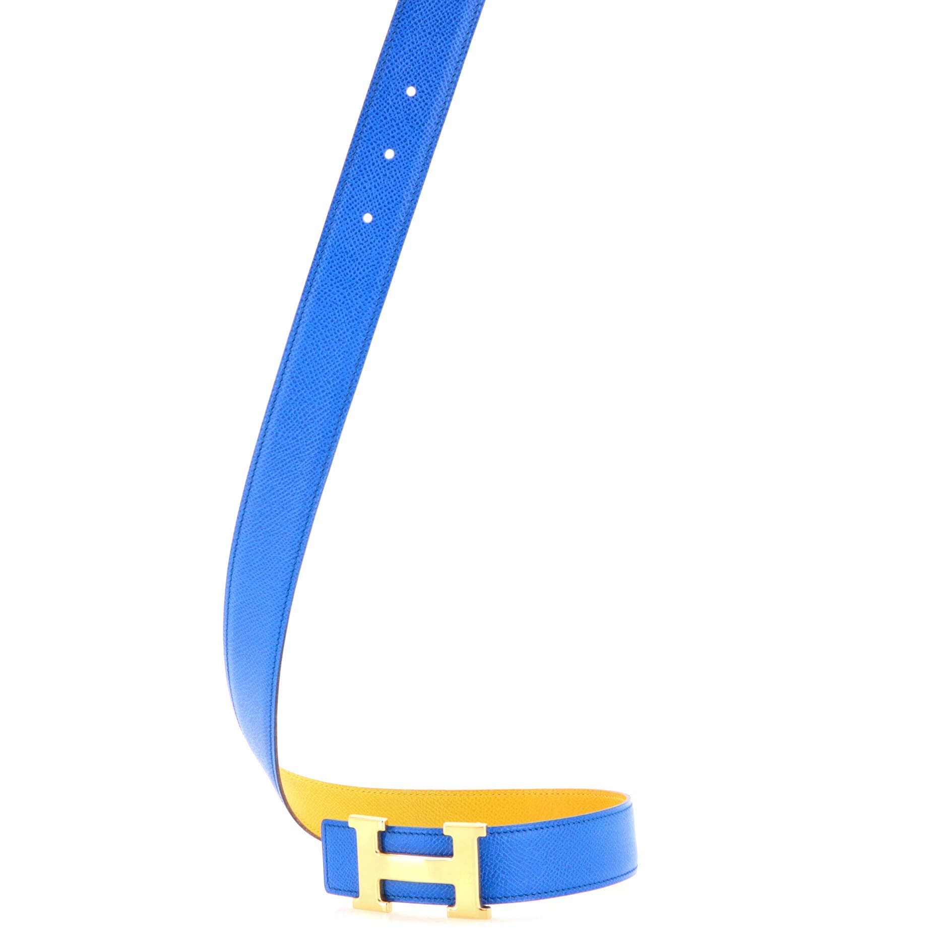Pre-Owned Hermes Constance Reversible Belt Leather Medium, Alternate, color, Blue