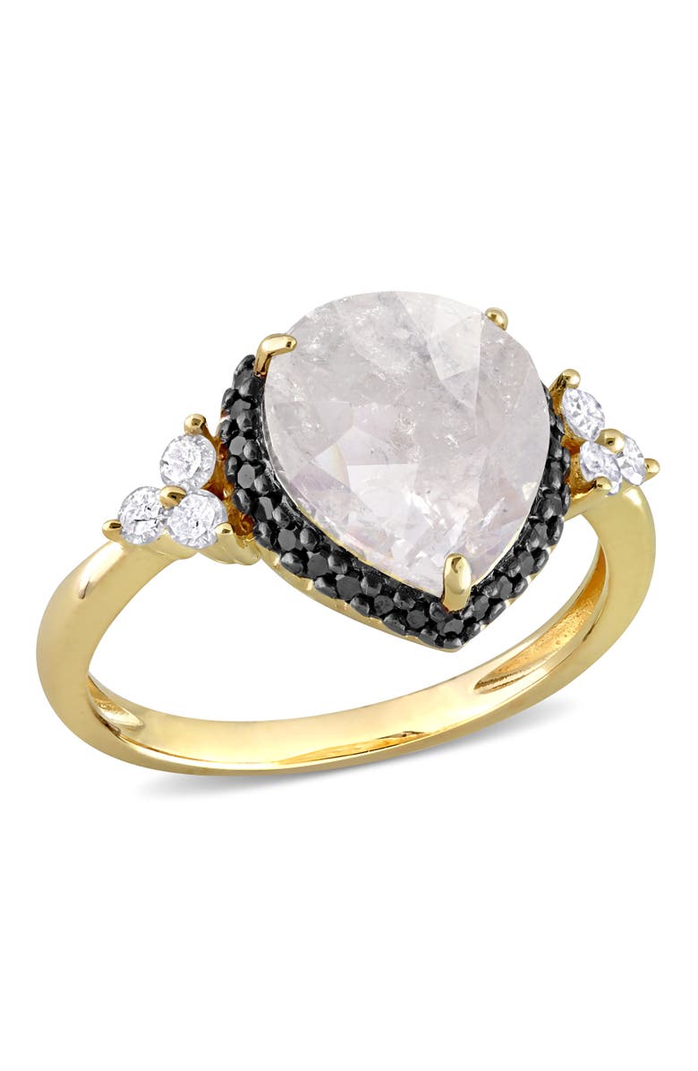 Julianna B. Black & White Diamond Teardrop Halo Ring 10k, Main, color, Diamond