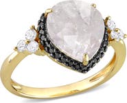 Julianna B. Black & White Diamond Teardrop Halo Ring 10k