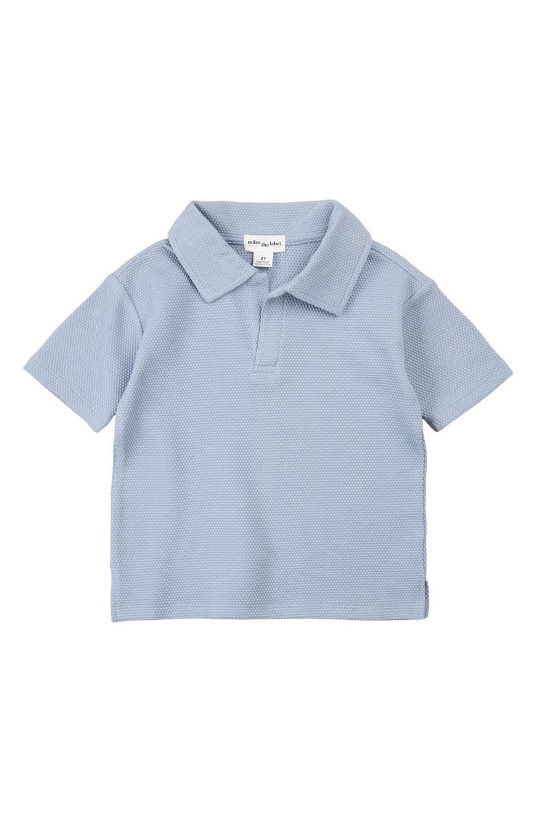 MILES THE LABEL Kids' Textured Polo, Main, color, Blue Dusty
