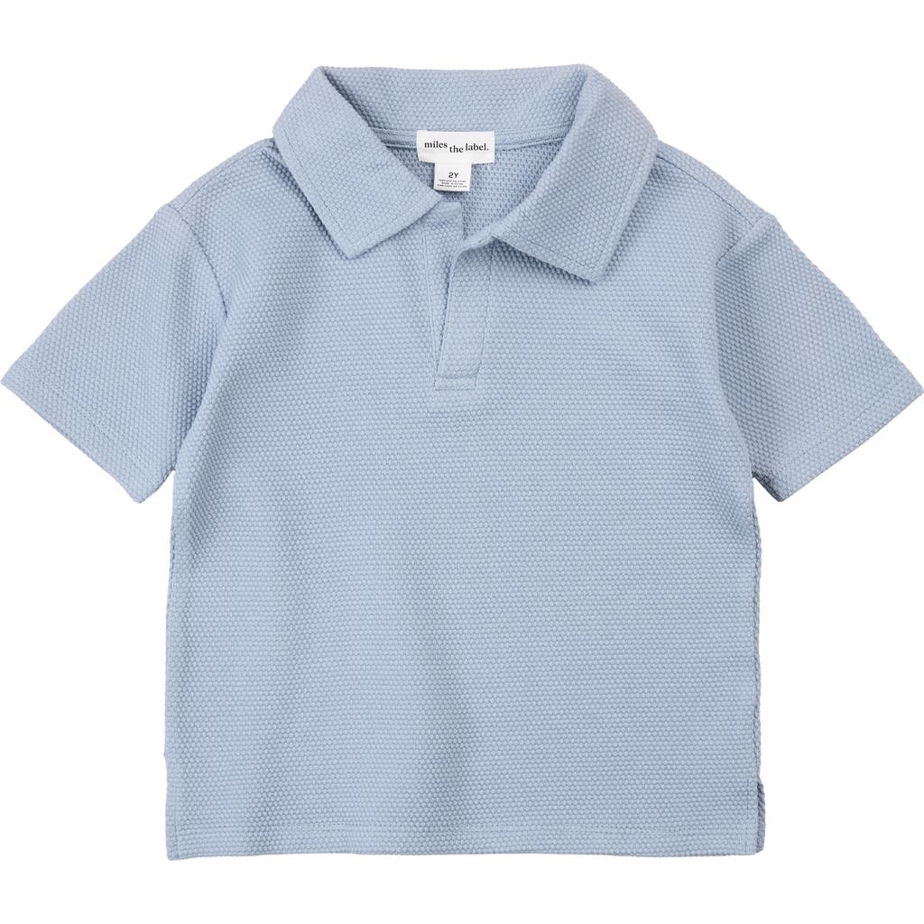 MILES THE LABEL Kids' Textured Polo in Blue Dusty at Nordstrom, Size 4T