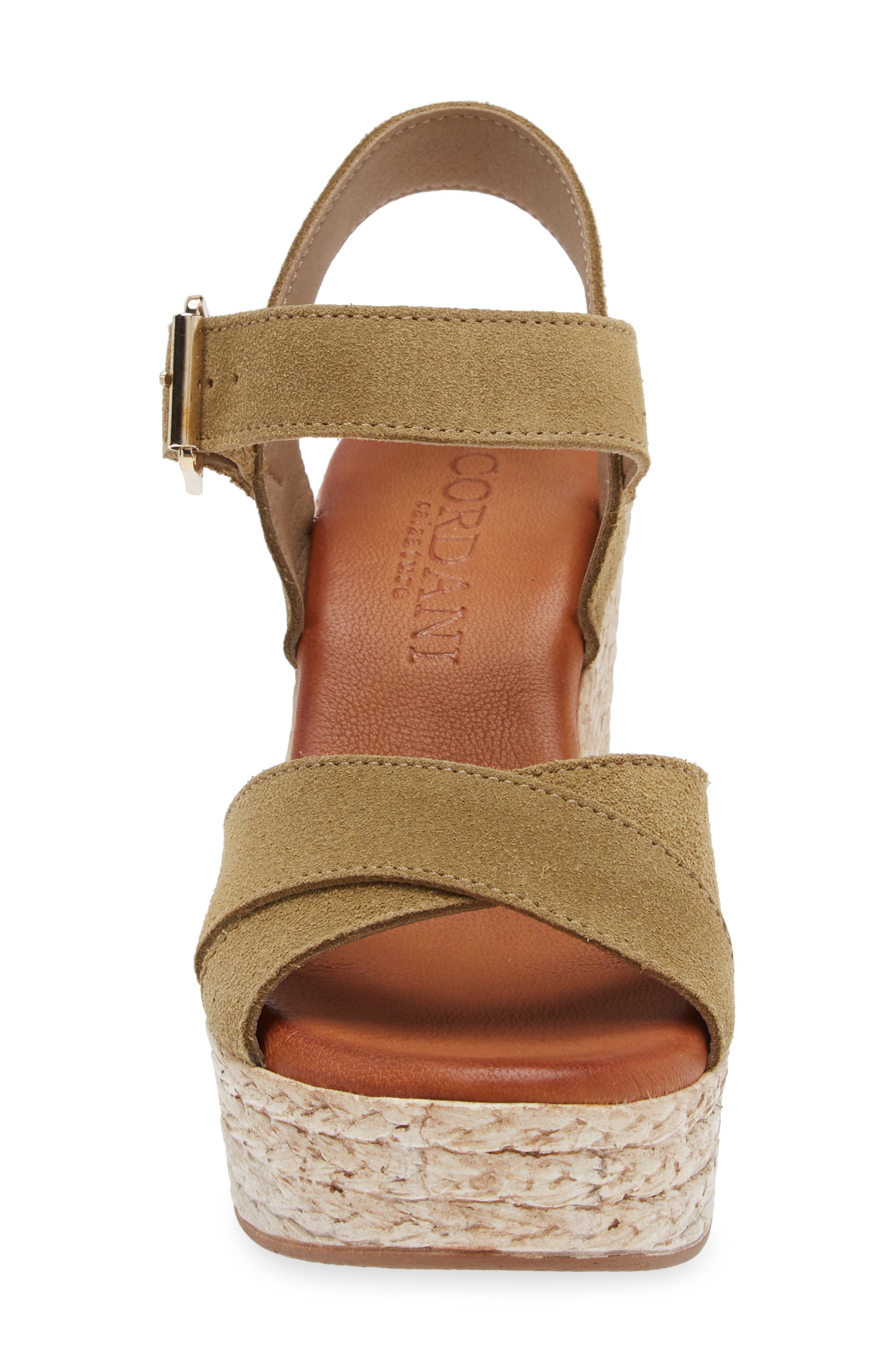 Cordani Brittany Ankle Strap Espadrille Platform Wedge Sandal, Alternate, color, Crosta Khaki