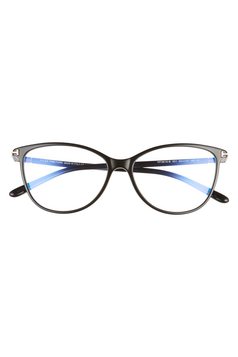 54mm Blue Light Blocking Optical Glasses, Alternate, color, SHINY BLACK