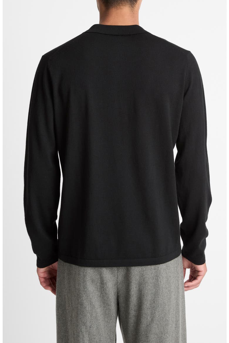Long Sleeve Merino Wool Polo, Alternate, color, BLACK
