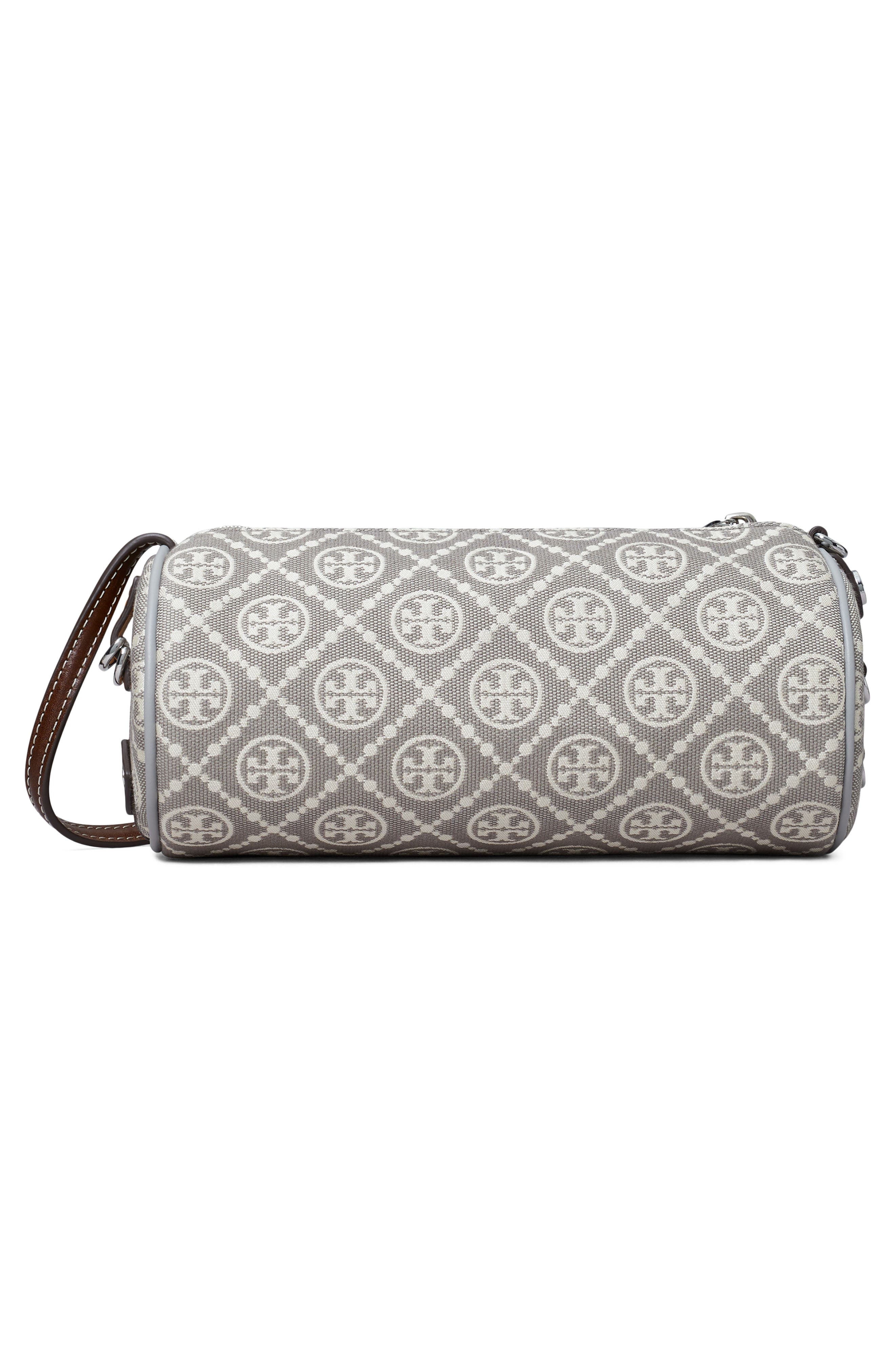 Tory Burch T Monogram Utility Cylinder Shoulder Bag, Alternate, color, Gray