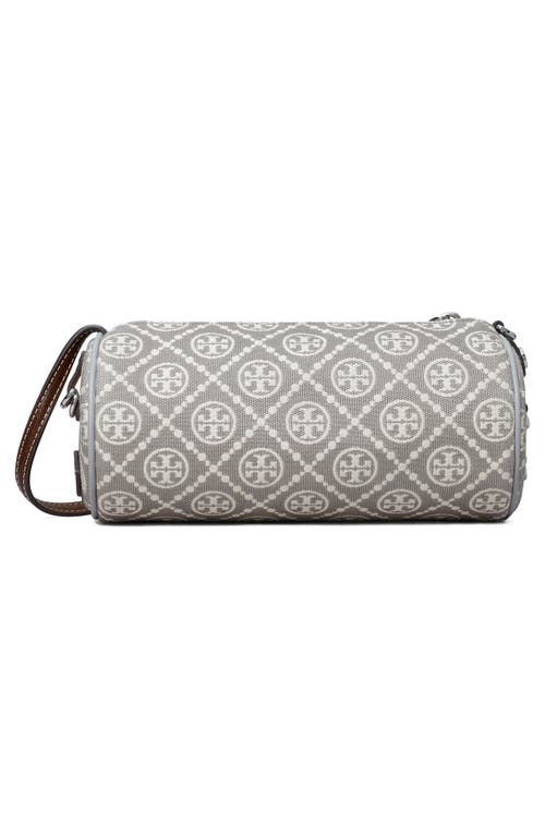 Tory Burch T Monogram Utility Cylinder Shoulder Bag In Gray