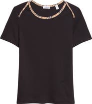 Burberry Stephanie Slim Fit Check Trim Stretch Cotton Rib T-Shirt