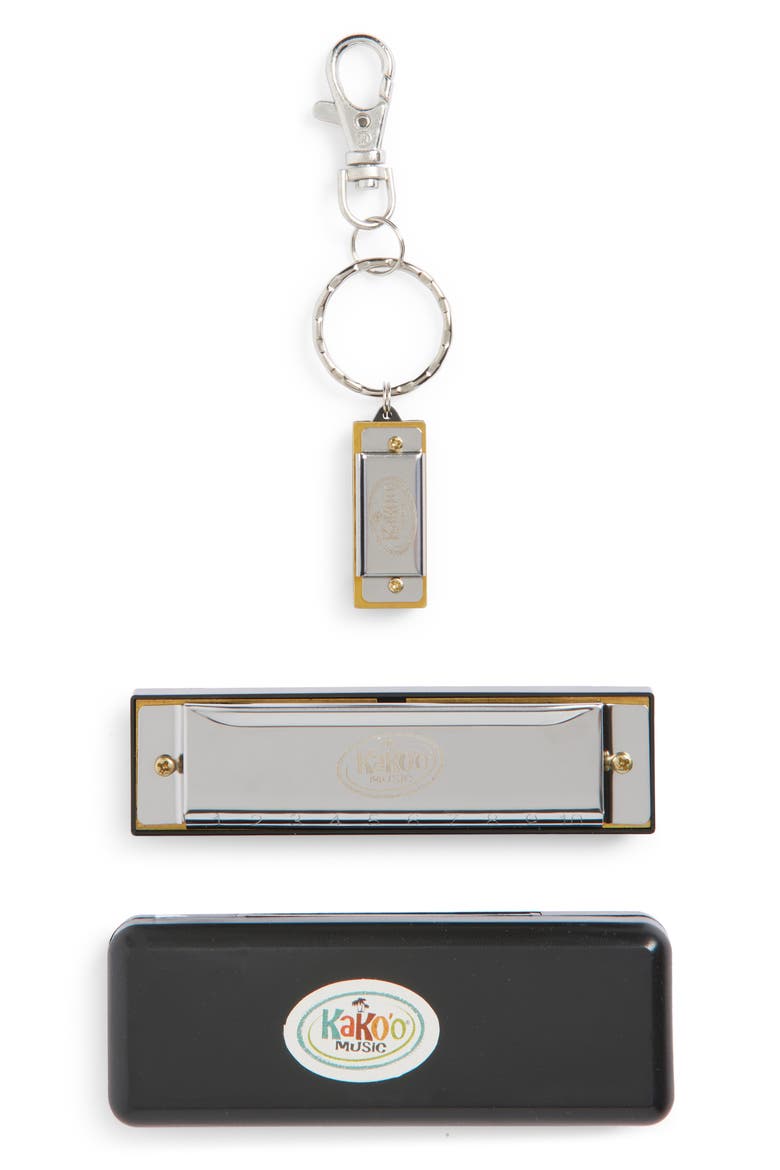 Harmonica & Mini Harmonica Key Chain Set, Main, color, METALLIC SILVER