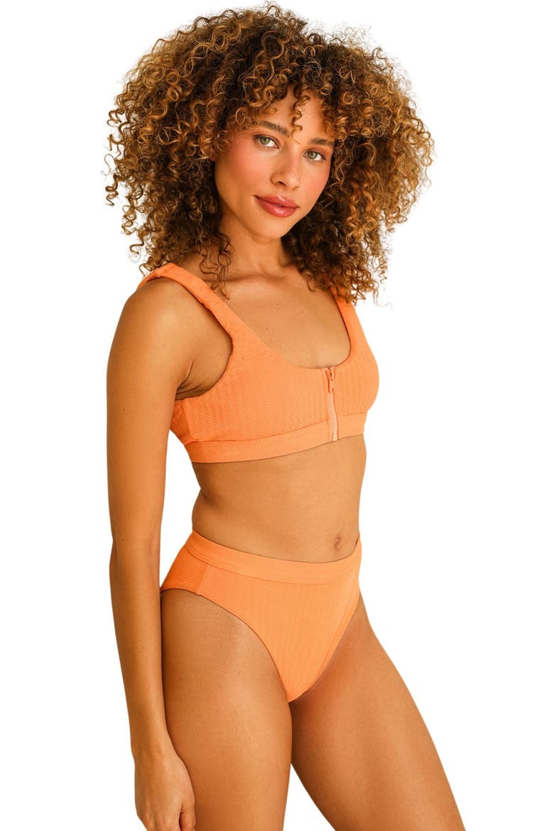 Wave Front Zipper Closure Bikini Top, Alternate, color, Reef