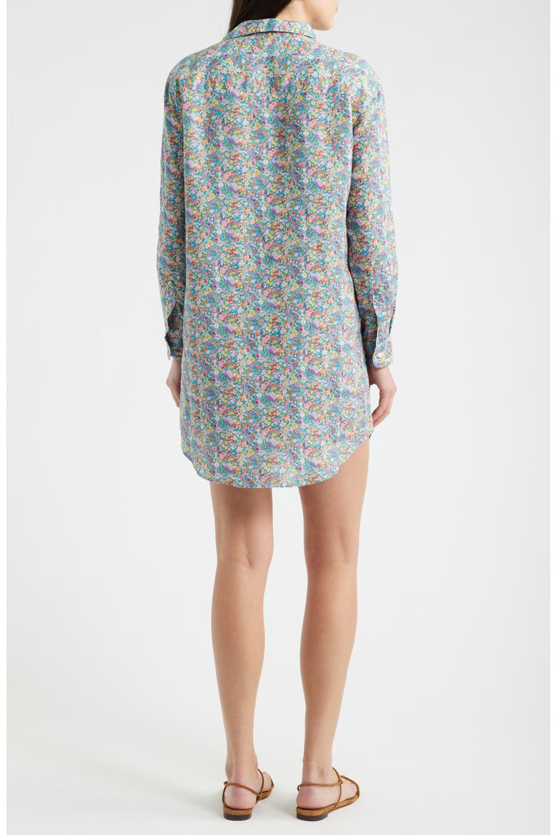 Mary Classic Long Sleeve Linen Shirtdress, Alternate, color, MULTICOLOR FLOWERS