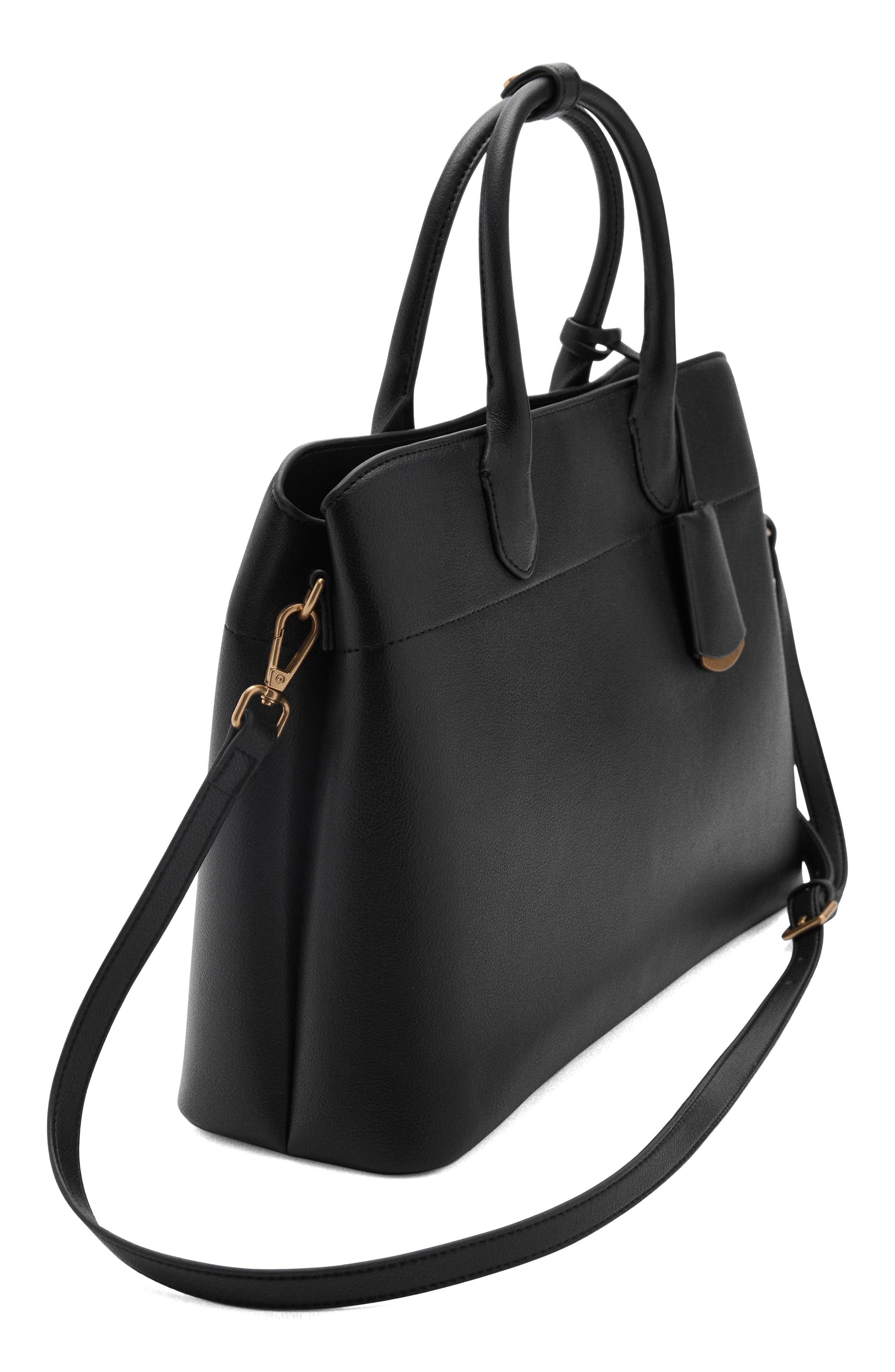 MANGO Faux Leather Shopper Bag, Alternate, color, 