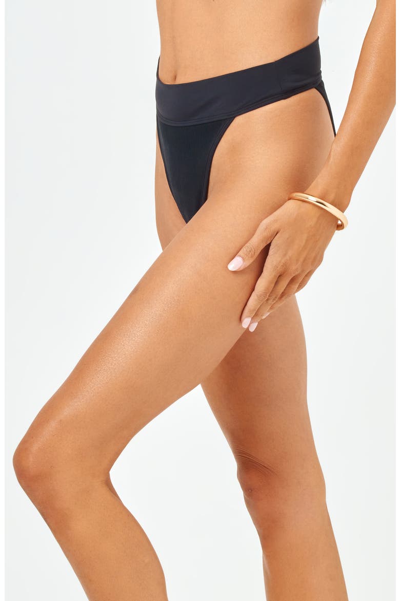 Lola Bitsy High Cut Bikini Bottoms, Alternate, color, BLACK