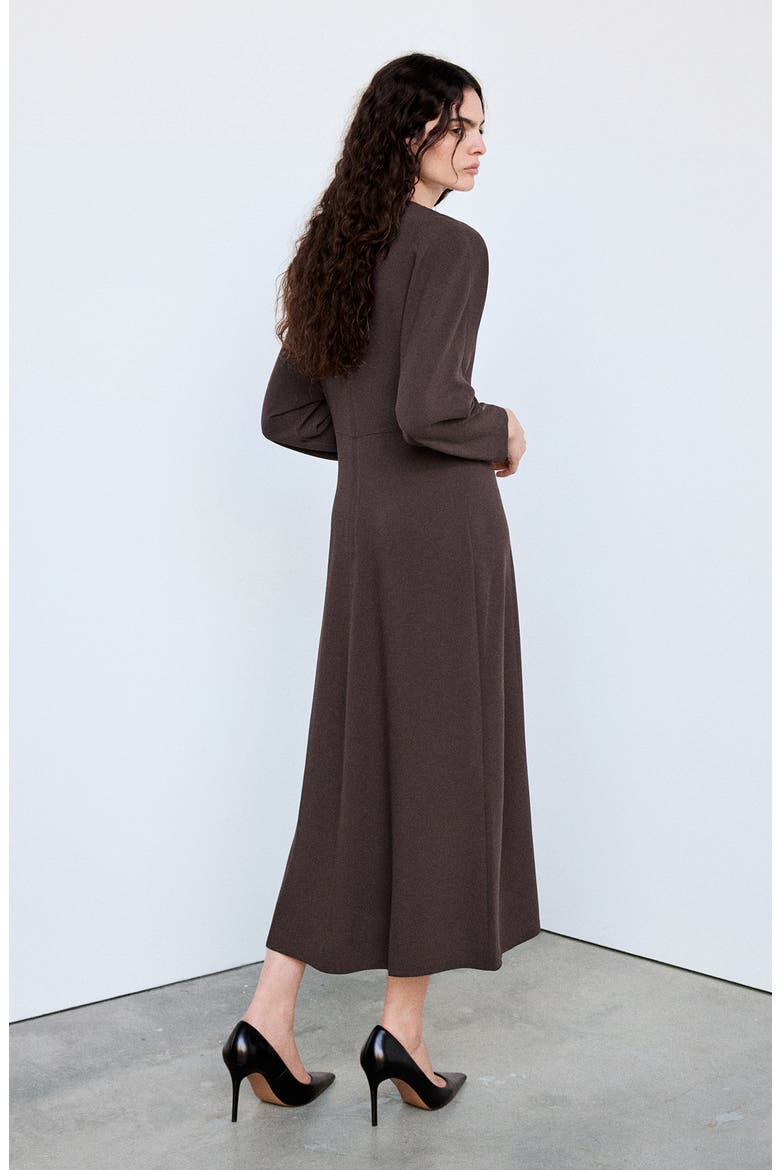 Cutout Long Sleeve Midi Dress, Alternate, color, CHOCOLATE