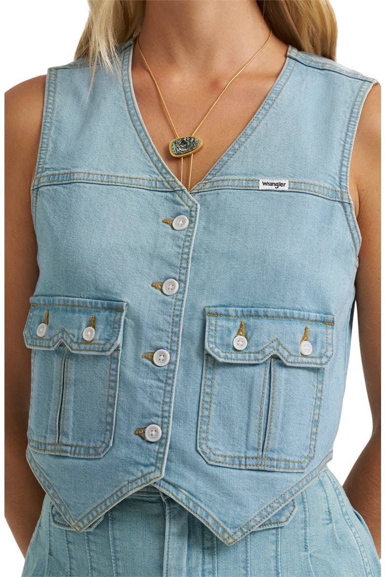 Western Denim Vest, Alternate, color, PALE DENIM