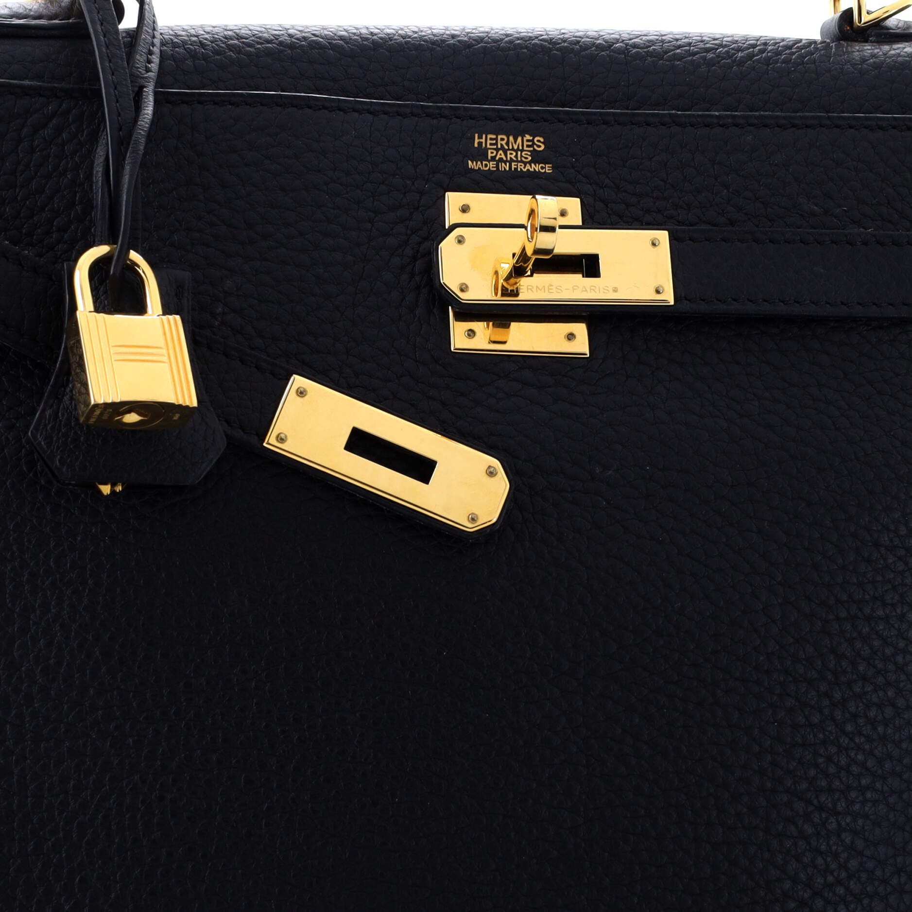 Pre-Owned Hermes Kelly Handbag Black Clemence with Gold Hardware 32, Alternate, color, 