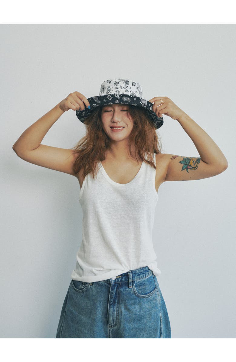 Lost Pattern "Paisley" Cotton Reversible Sun Hat, Alternate, color, Charcoal Black