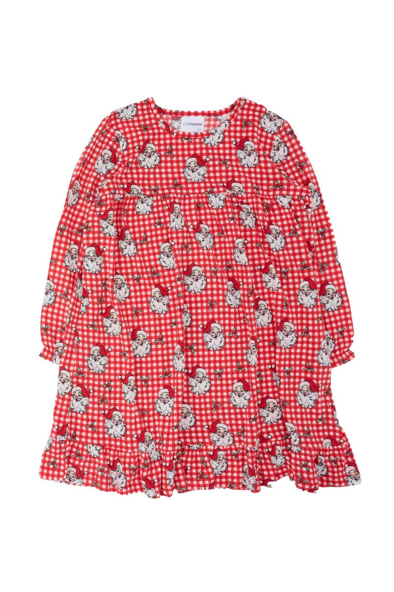 Girls Pajama Night Gown, Main, color, Red Dear Santa