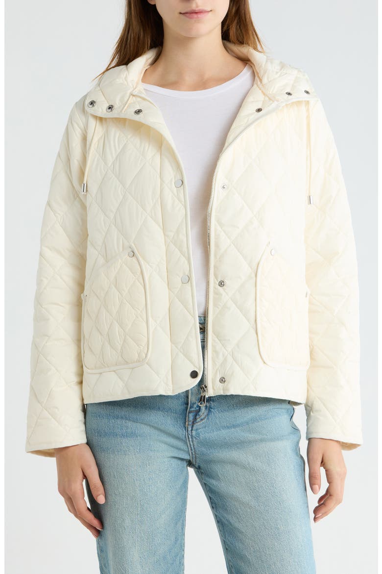 Diamond Quilted Jacket with Removable Hood, Main, color, VANILA ICE
