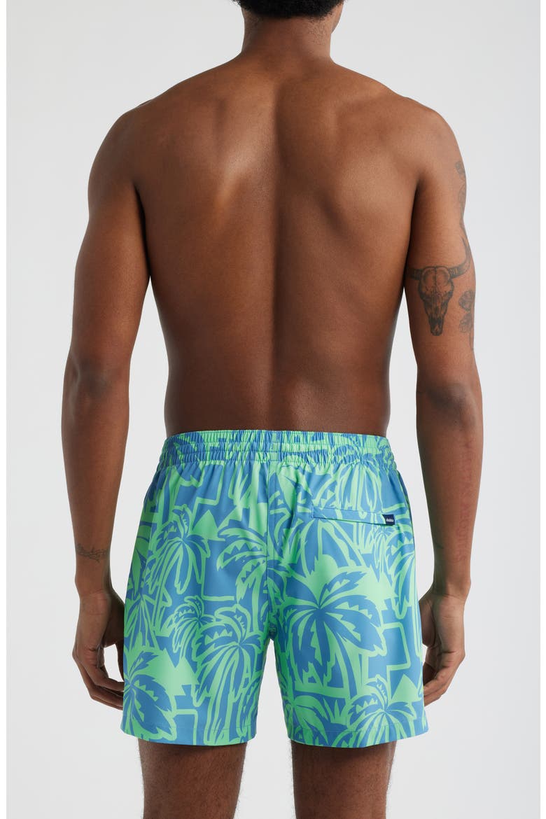 The Frond Farwells Palm Tree Print 5.5-Inch Swim Trunks, Alternate, color, BRIGHT GREEN - PATTERN BASE