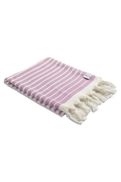 Infusezen Gradient Striped Organic Turkish Towel With Soft Terry Cloth Back In Purple
