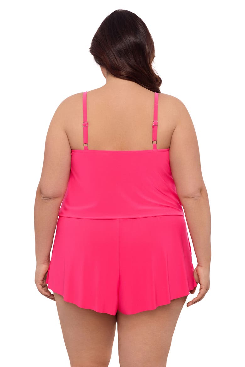 Plus Size Keyhole Blouson Slimming Swimsuit Romper with Pockets, Alternate, color, Rose Quartz