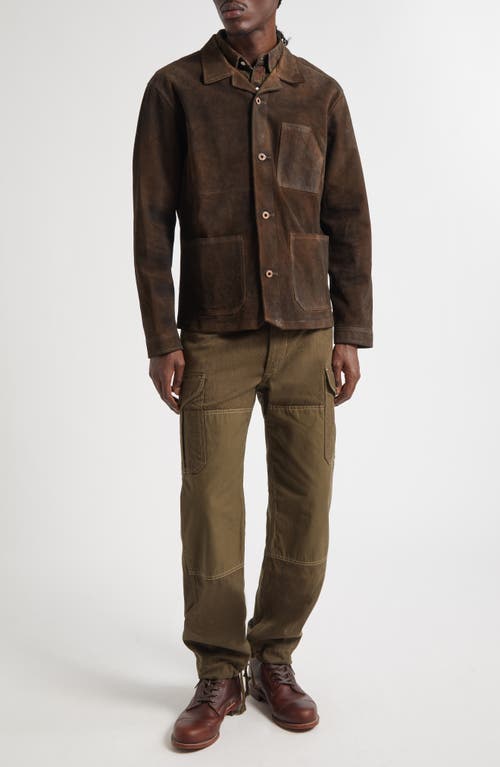 Double Rl Reverse Sateen Overshirt In Brown