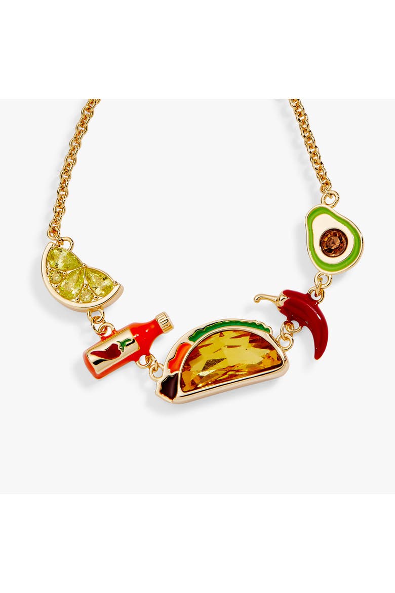 Taco Inline Charm Bracelet, Alternate, color, Gold
