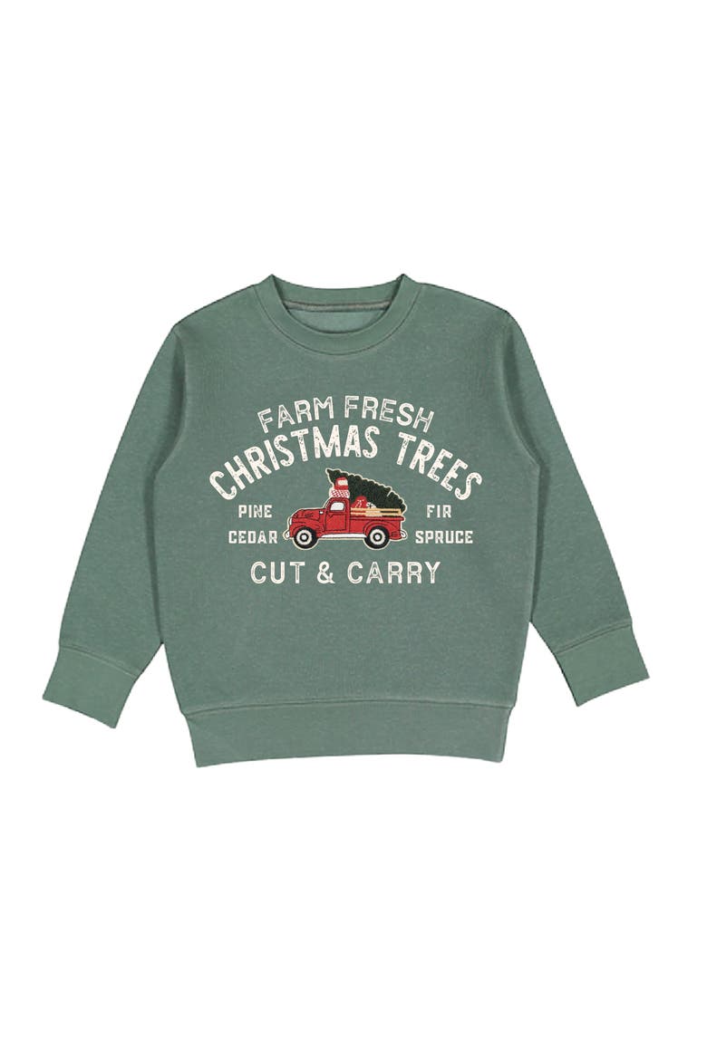 Farm Fresh Christmas Tree Patch Sweatshirt, Main, color, Sage Green