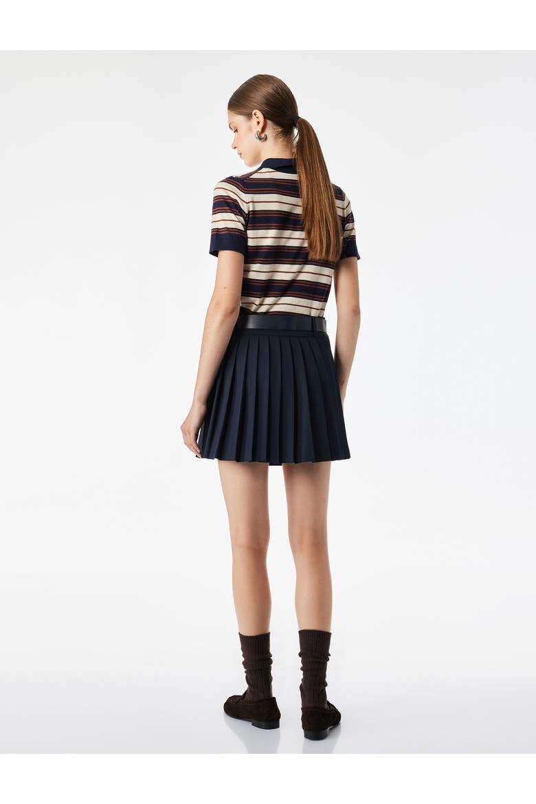 Pleated Mini Skirt With Belt, Alternate, color, NAVY
