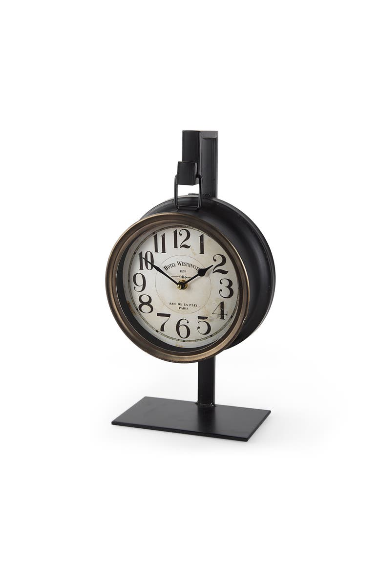 Taxz Metallic Metal Hanging Table Clock, Main, color, Brown