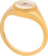 Karma and Luck Evil Eye Mother of Pearl Gold Plated  Women's Ring - Success Enhancer