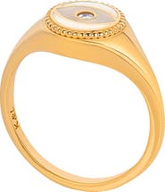 Karma and Luck Evil Eye Mother of Pearl Gold Plated  Women's Ring - Success Enhancer