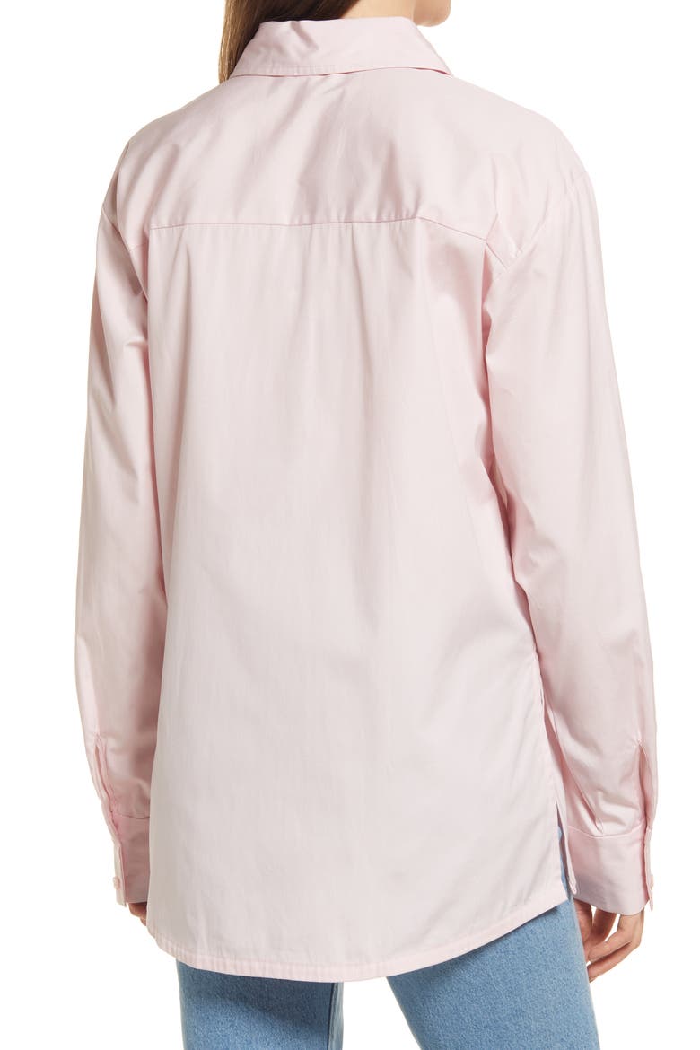 Relaxed Poplin Button-Up Shirt, Alternate, color, PINK CHALK