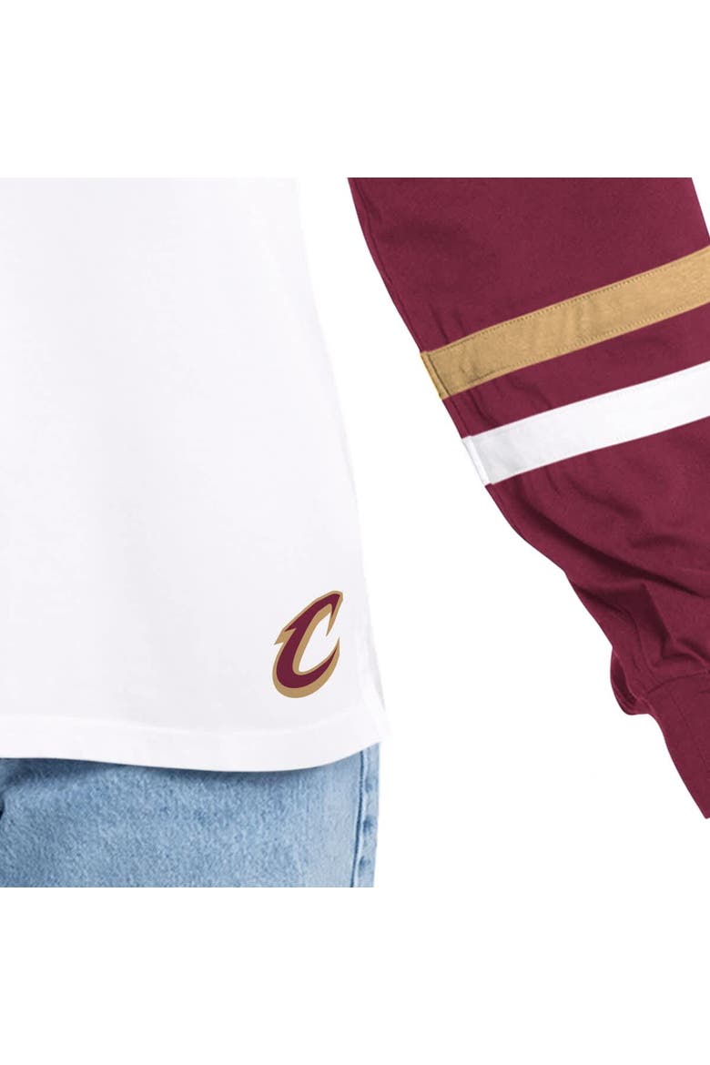 Women's G-III 4Her by Carl Banks  White/Wine Cleveland Cavaliers Key Player Oversized Hooded Long Sleeve T-Shirt, Alternate, color, White