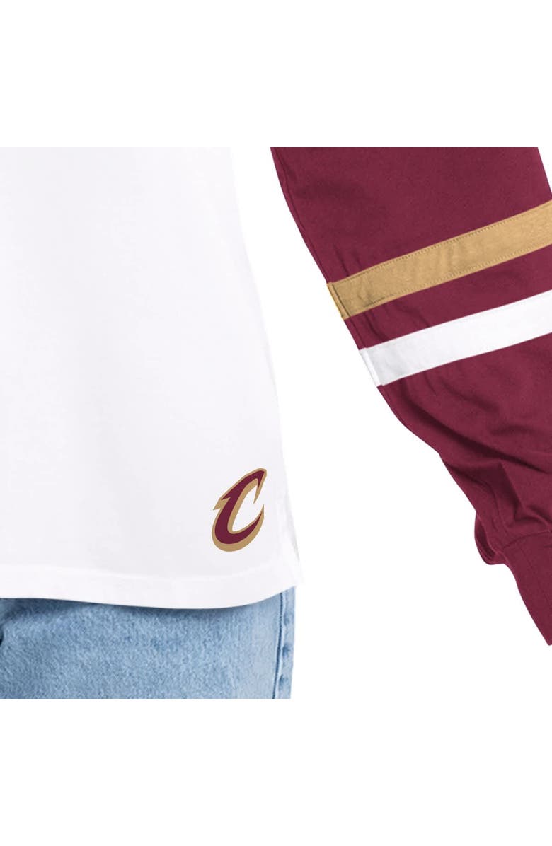 G-III 4HER BY CARL BANKS Women's G-III 4Her by Carl Banks  White/Wine Cleveland Cavaliers Key Player Oversized Hooded Long Sleeve T-Shirt, Alternate, color, White
