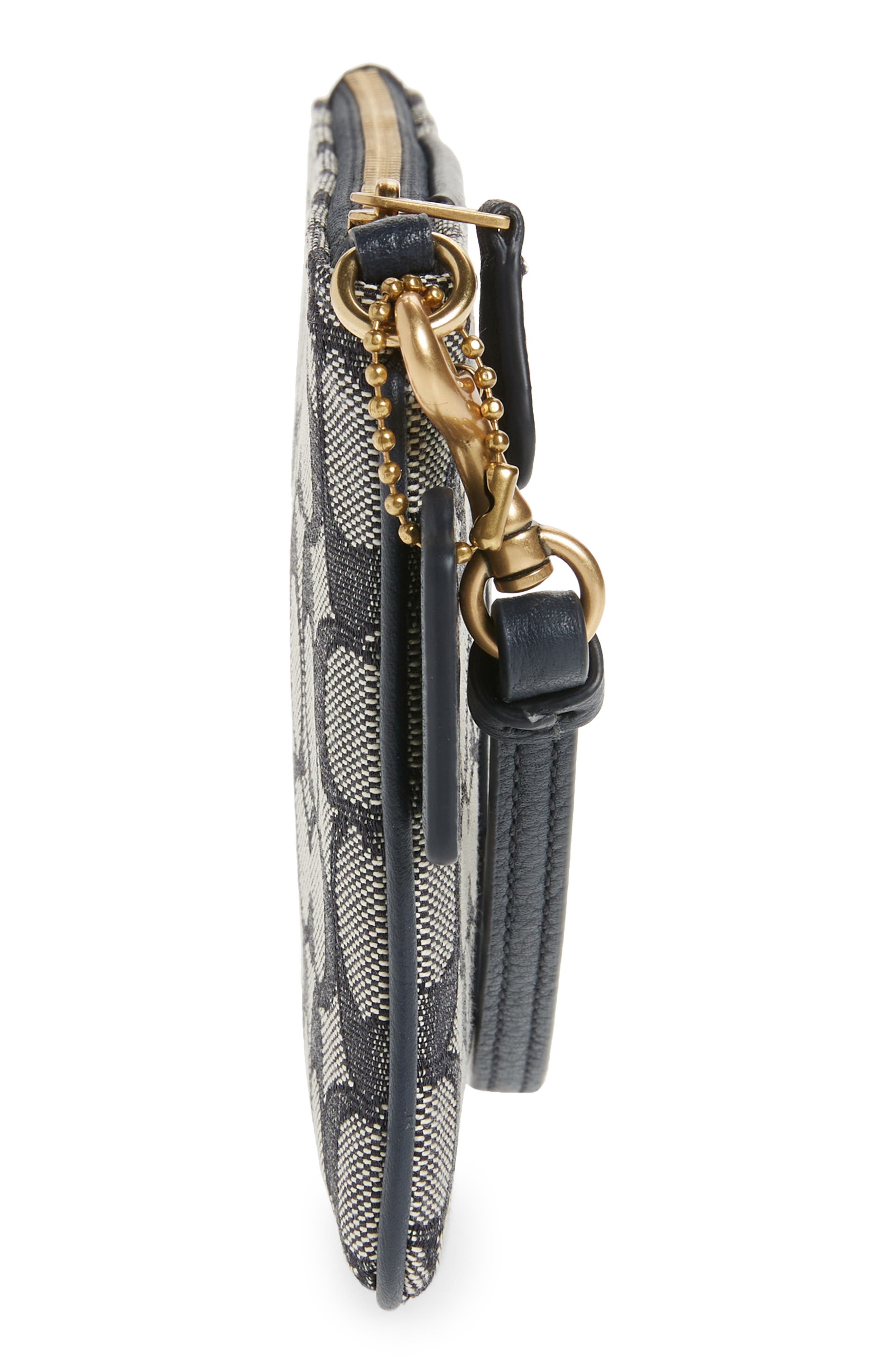 Signature Jacquard Small Wristlet, Alternate, color, B4/ NAVY MIDNIGHT NAVY