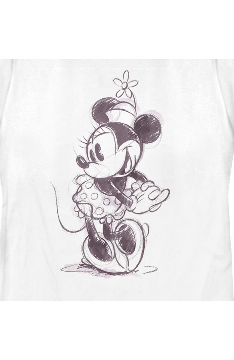 Mickey & Friends Women's Mickey & Friends Minnie Mouse Vintage Sketch Graphic T-Shirt, Alternate, color, White