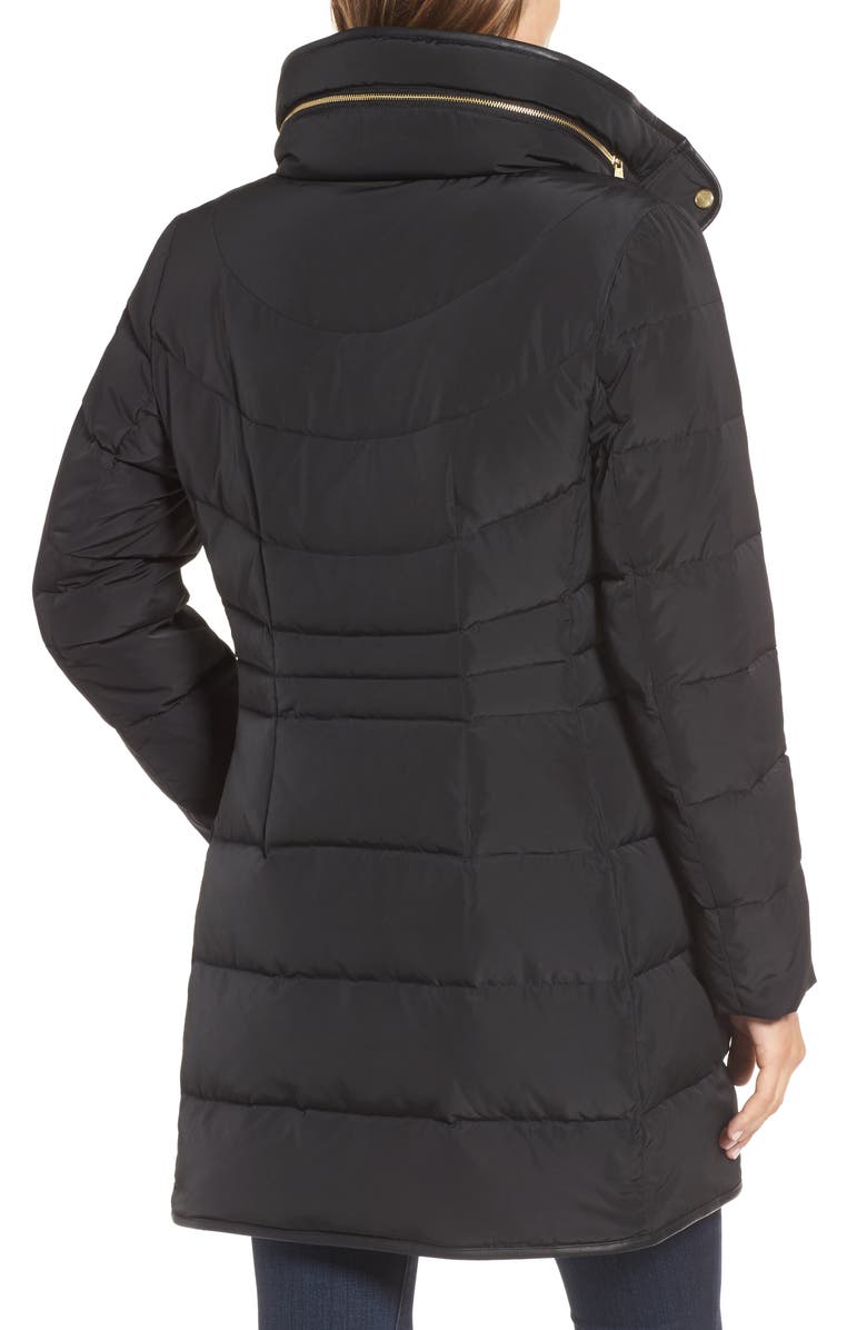 Cole Haan Quilted Down & Feather Fill Jacket with Faux Fur Trim, Alternate, color, Black
